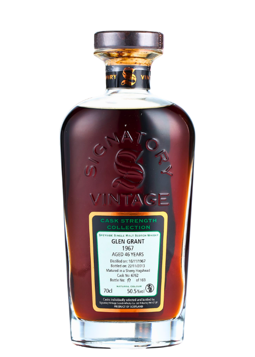 Glen Grant 46 Yrs Old Single Malt Whisky (50.5%) 1967 (by Signatory in 2013, Cask#6762, Gift Box)