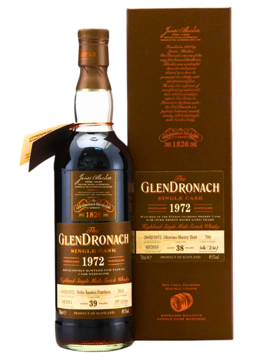 Glendronach 38 years old Single Malt Whisky (49.5%) 1972 (Cask#700, Gift Box)